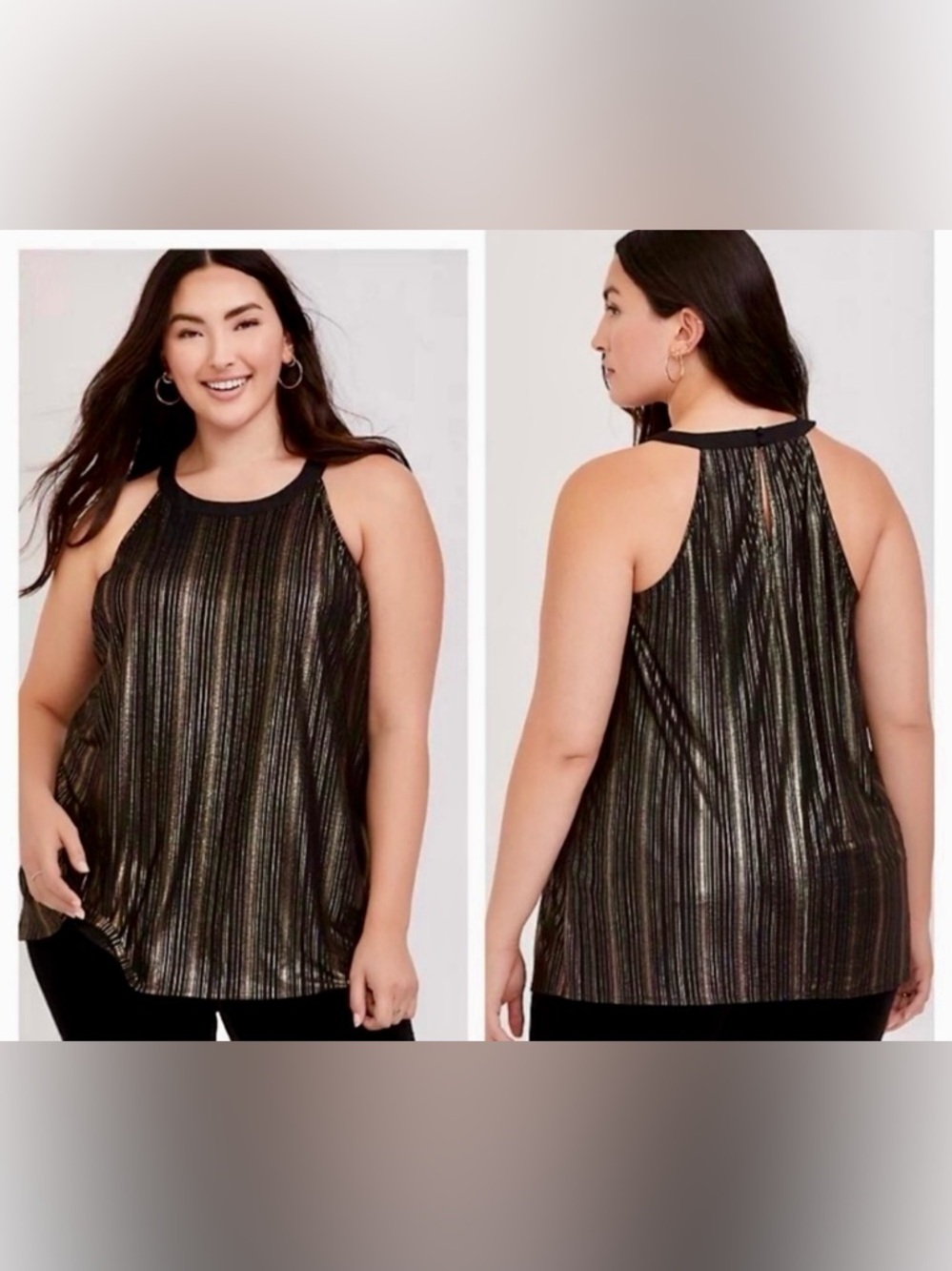 Torrid Black & Gold Metallic Racerback Tank